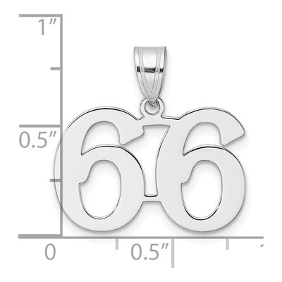14K White Gold Number 66 Pendant – view 4