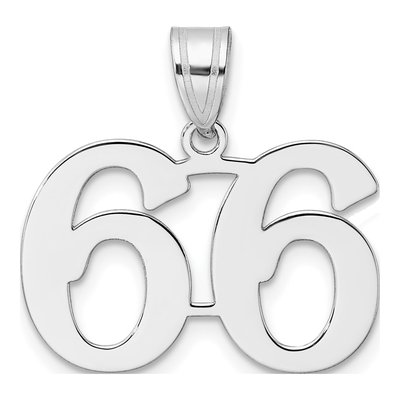 14K White Gold Number 66 Pendant