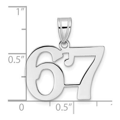 14K White Gold Number 67 Pendant – view 4