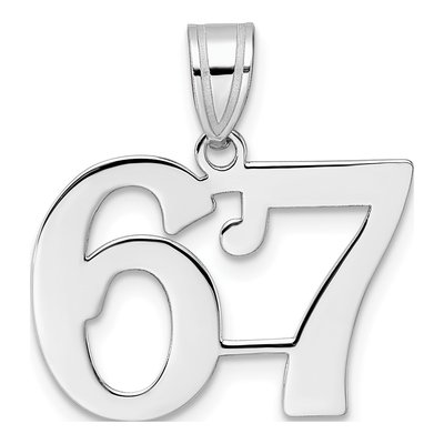 14K White Gold Number 67 Pendant