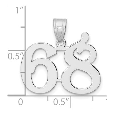 14K White Gold Number 68 Pendant – view 4