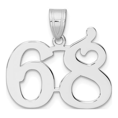 14K White Gold Number 68 Pendant