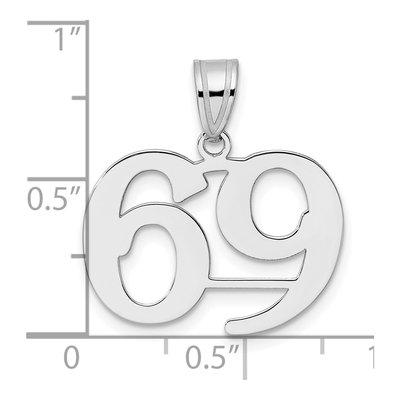 14K White Gold Number 69 Pendant – view 4