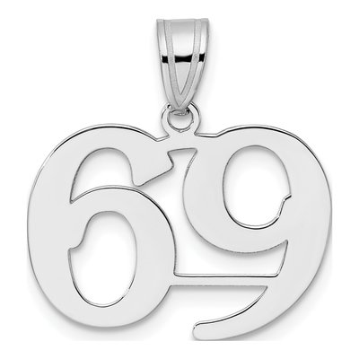 14K White Gold Number 69 Pendant