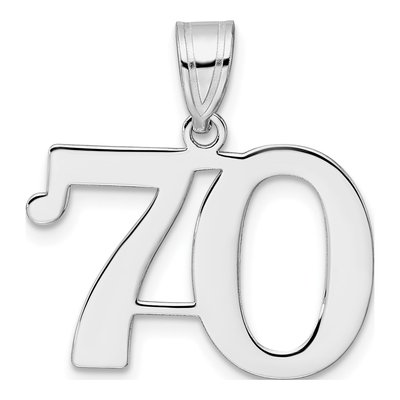 14K White Gold Number 70 Pendant