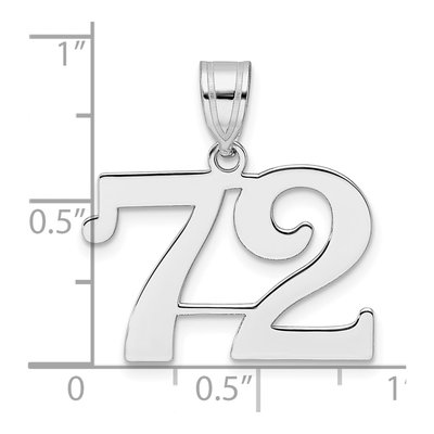 14K White Gold Number 72 Pendant – view 4
