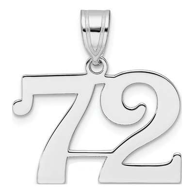 14K White Gold Number 72 Pendant