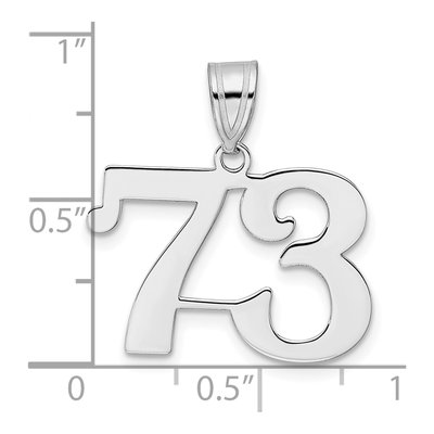 14K White Gold Number 73 Pendant – view 4