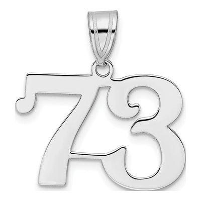 14K White Gold Number 73 Pendant