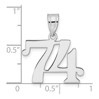 14K White Gold Number 74 Pendant – view 4