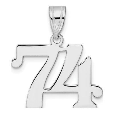 14K White Gold Number 74 Pendant