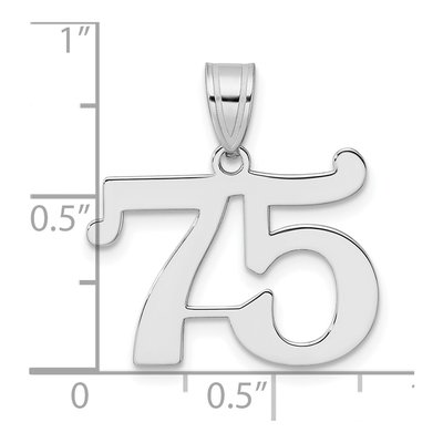 14K White Gold Number 75 Pendant – view 4