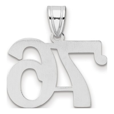 14K White Gold Number 76 Pendant – view 3