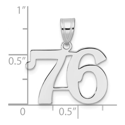 14K White Gold Number 76 Pendant – view 4