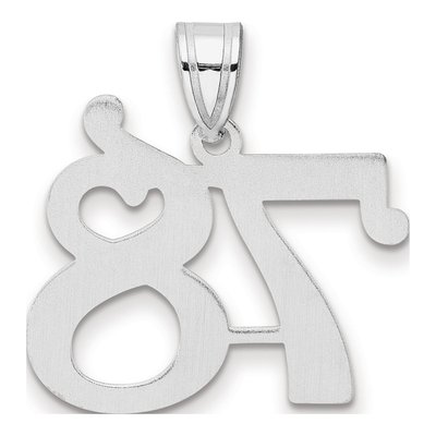 14K White Gold Number 78 Pendant – view 3