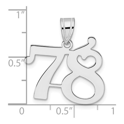 14K White Gold Number 78 Pendant – view 4