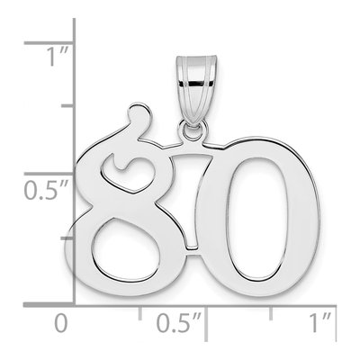 14K White Gold Number 80 Pendant – view 4