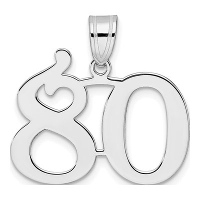14K White Gold Number 80 Pendant