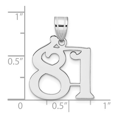 14K White Gold Number 81 Pendant – view 4