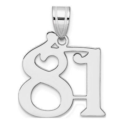 14K White Gold Number 81 Pendant
