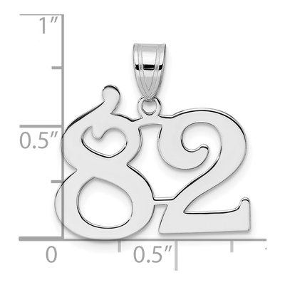14K White Gold Number 82 Pendant – view 4