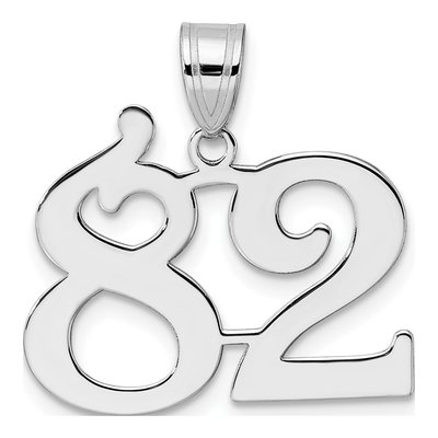 14K White Gold Number 82 Pendant