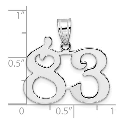 14K White Gold Number 83 Pendant – view 4