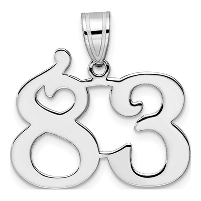 14K White Gold Number 83 Pendant