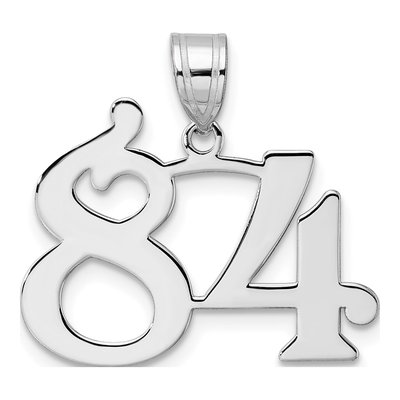 14K White Gold Number 84 Pendant