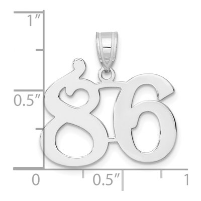 14K White Gold Number 86 Pendant – view 4