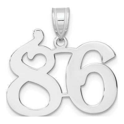 14K White Gold Number 86 Pendant