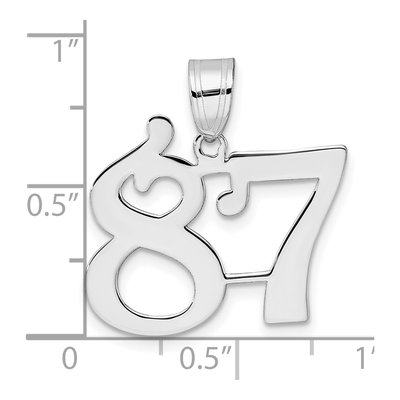 14K White Gold Number 87 Pendant – view 4