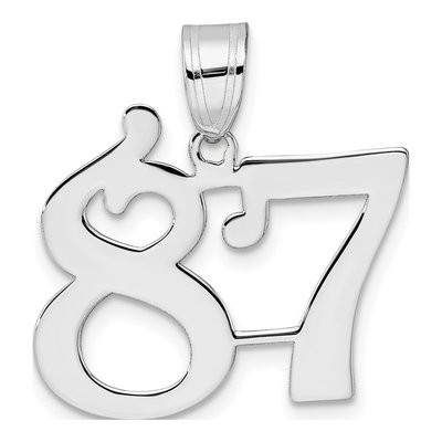 14K White Gold Number 87 Pendant