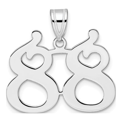 14K White Gold Number 88 Pendant