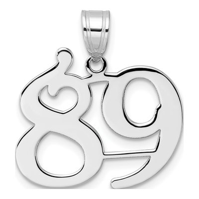 14K White Gold Number 89 Pendant