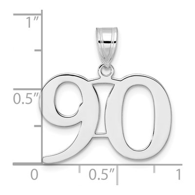 14K White Gold Number 90 Pendant – view 4