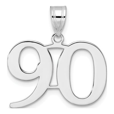 14K White Gold Number 90 Pendant
