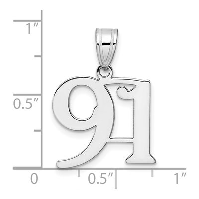 14K White Gold Number 91 Pendant – view 4