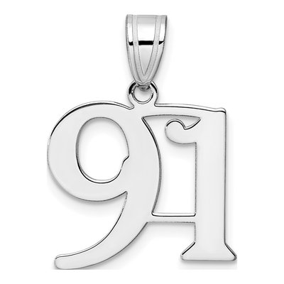 14K White Gold Number 91 Pendant