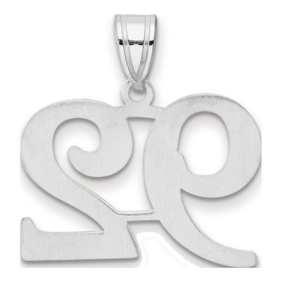 14K White Gold Number 92 Pendant – view 3