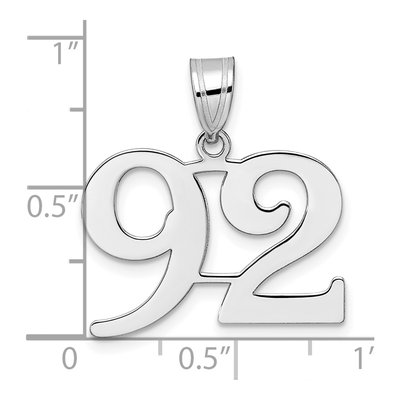 14K White Gold Number 92 Pendant – view 4