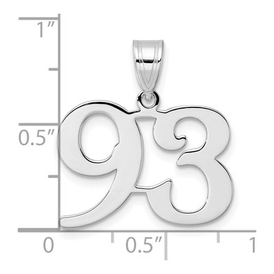 14K White Gold Number 93 Pendant – view 4