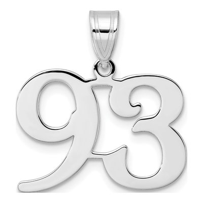 14K White Gold Number 93 Pendant