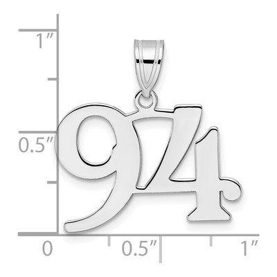 14K White Gold Number 94 Pendant – view 4