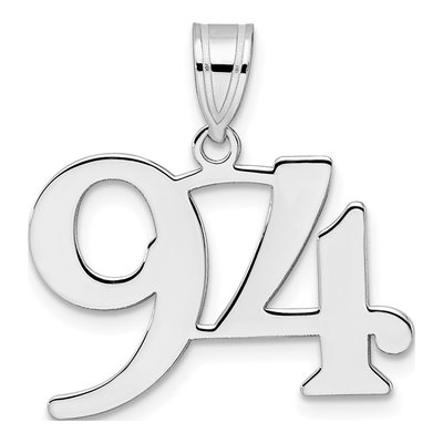 14K White Gold Number 94 Pendant