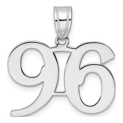 14K White Gold Number 96 Pendant