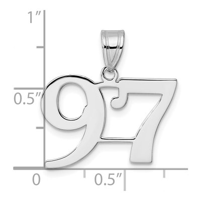 14K White Gold Number 97 Pendant – view 4