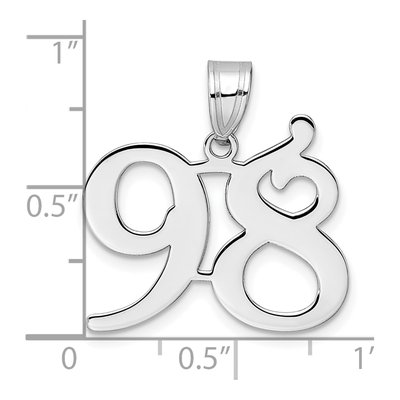 14K White Gold Number 98 Pendant – view 4