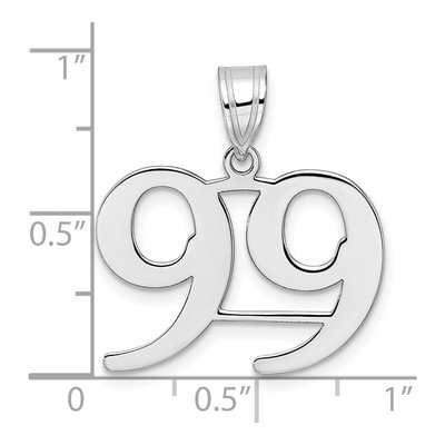 14K White Gold Number 99 Pendant – view 4