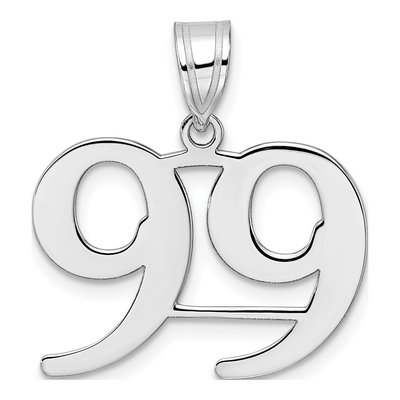 14K White Gold Number 99 Pendant